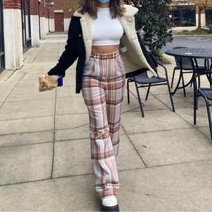 Acne studios neutral plaid wide leg pants EU 32 (XS) (size 24/25)